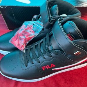 Fila Black and Red High-Top Sneakers Size 12